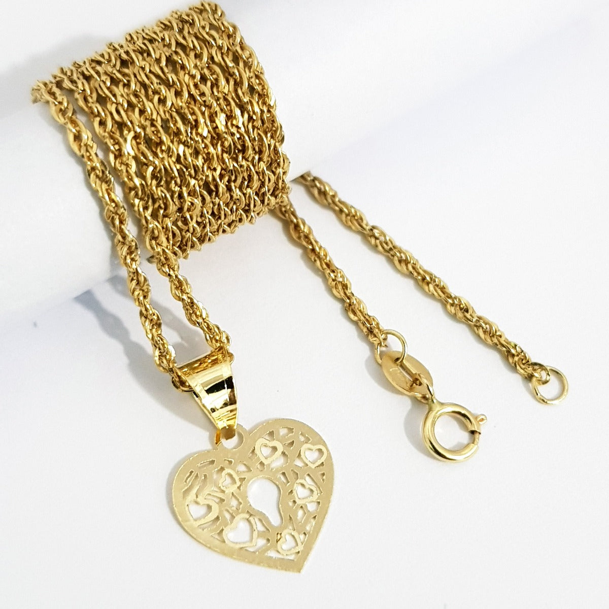 18K Pure Gold Heart Design Necklace