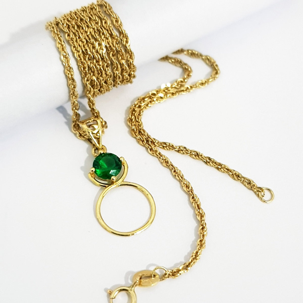 18K Pure Gold Ring Necklace