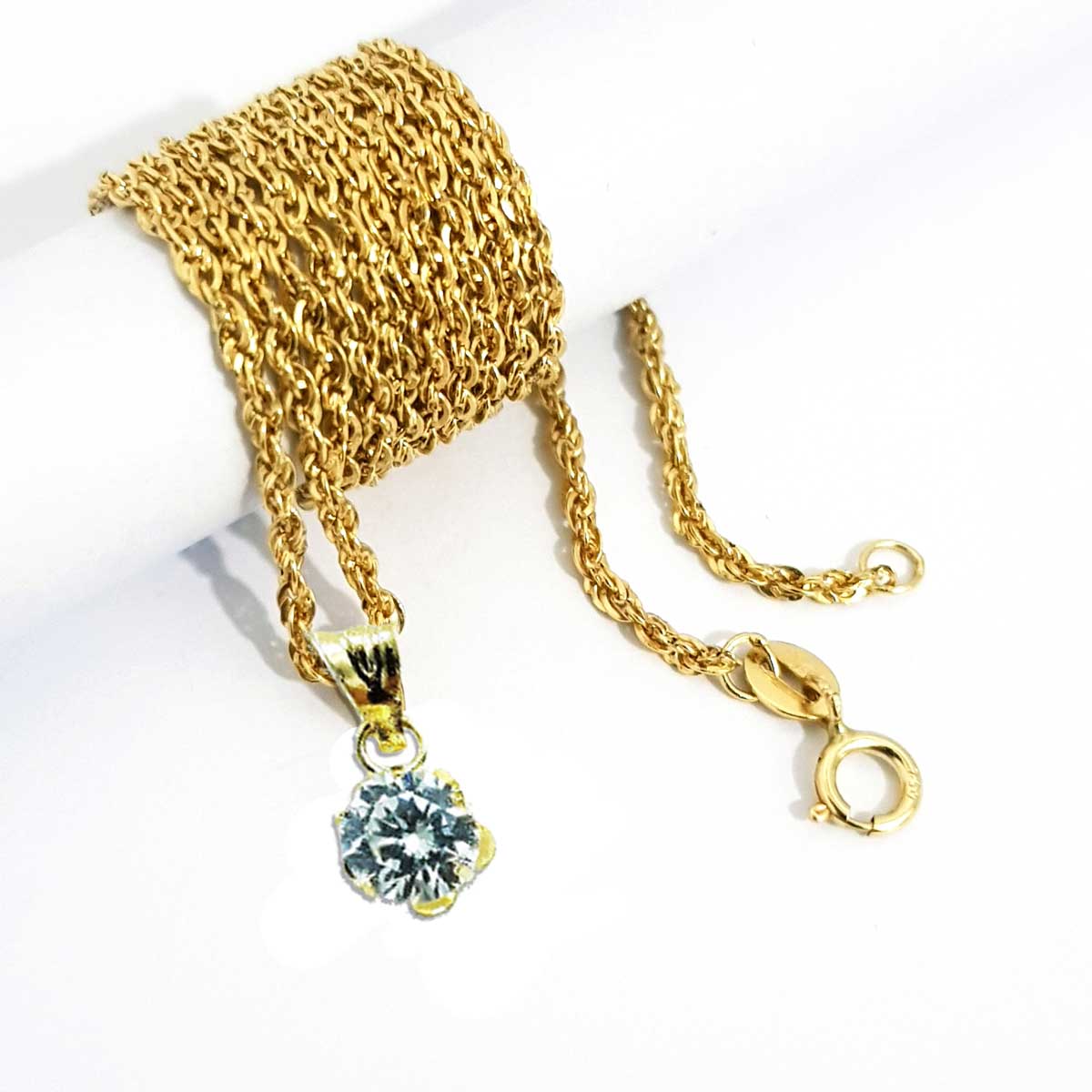 18K Pure Gold Zircon Stone Design Necklace