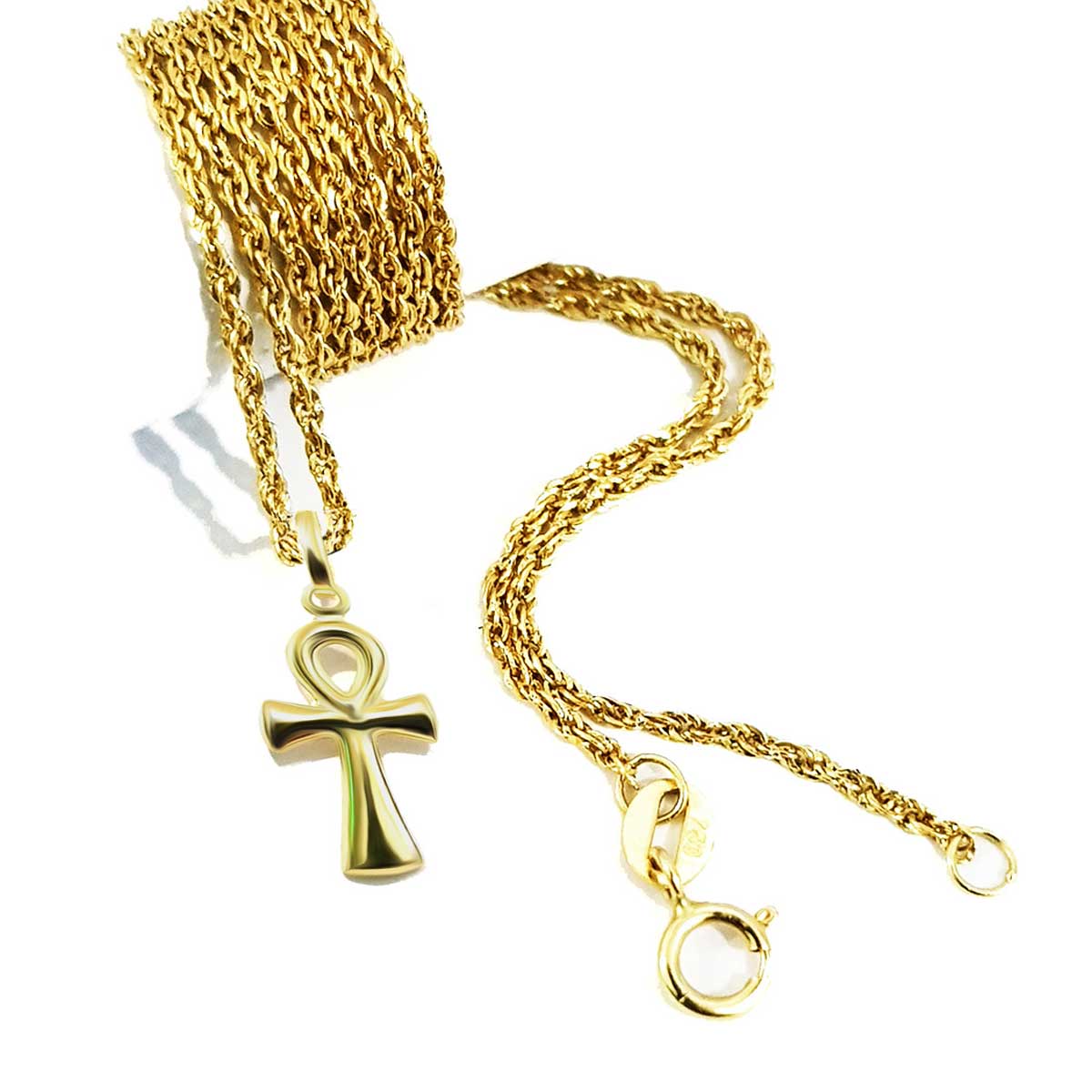 18K Pure Gold Egyptian Cross Design Necklace