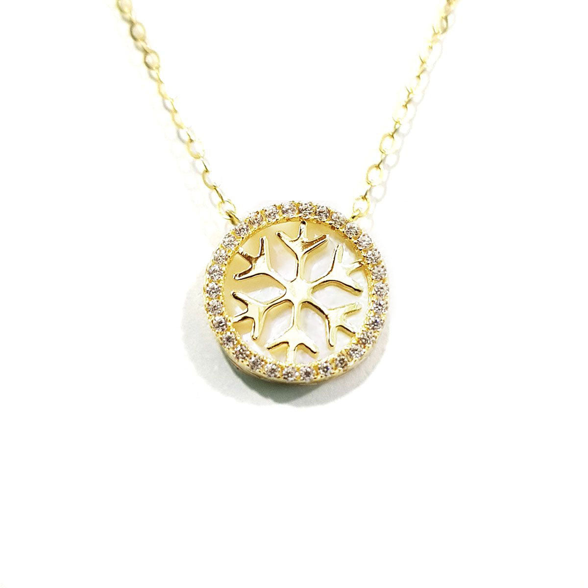 18K Pure Gold Snow Flakes Necklace