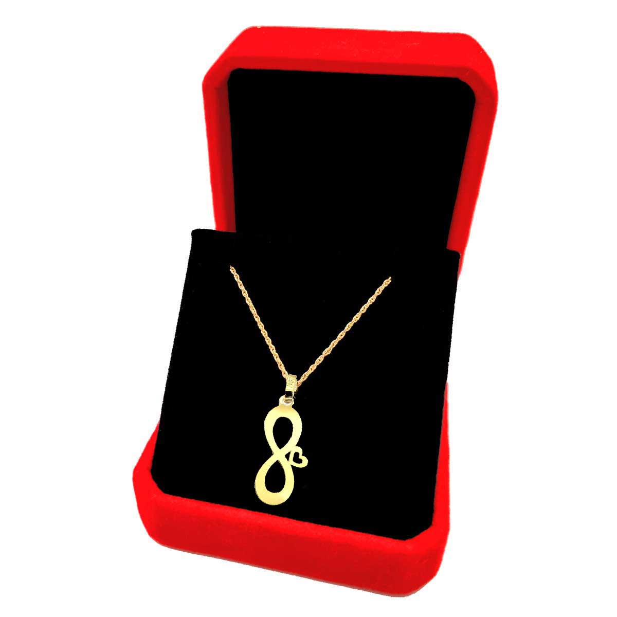 18K Pure Gold Infinity with Heart Design Necklace