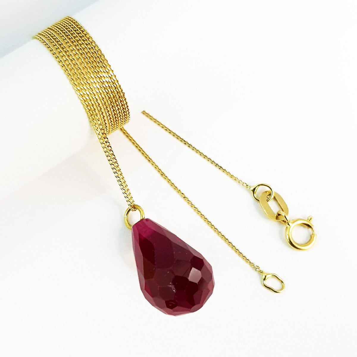 18K Pure Gold Stone Necklace