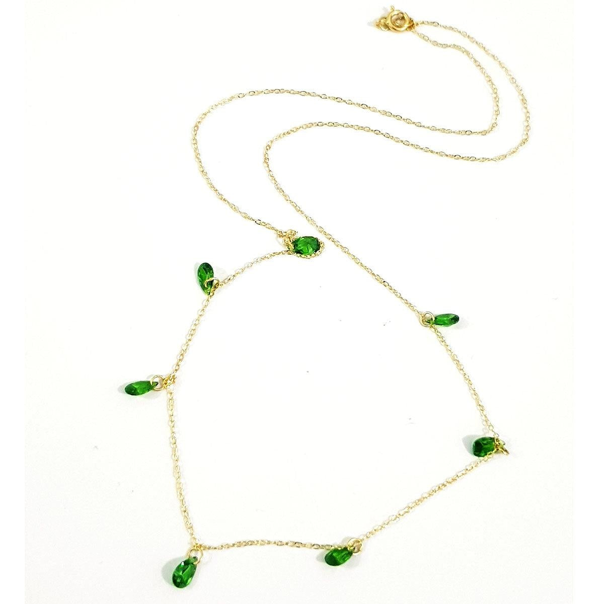 18K Pure Gold Stone Necklace