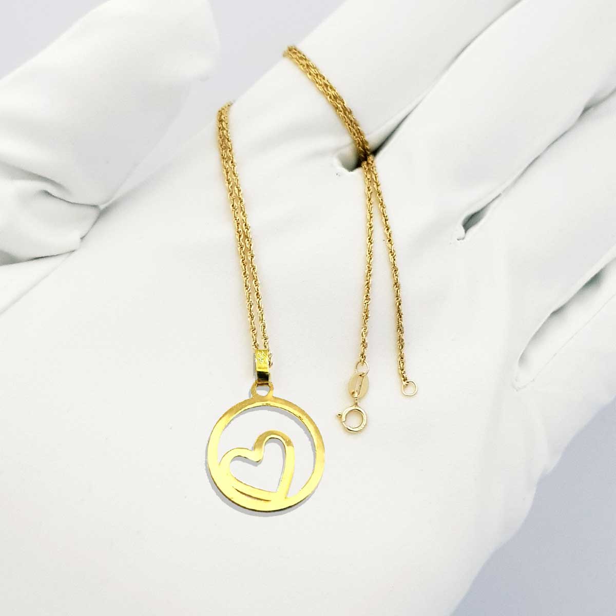 18K Pure Gold Heart Design Necklace