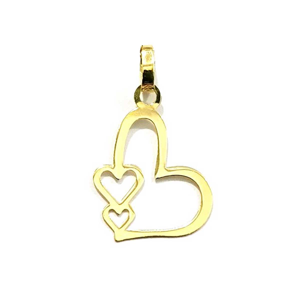 18K Pure Gold Triple Heart Design Necklace