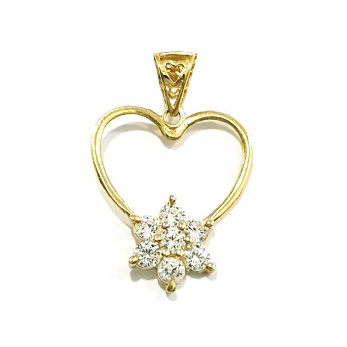 18K Pure Gold Heart w/ Zircon Stone Design Necklace
