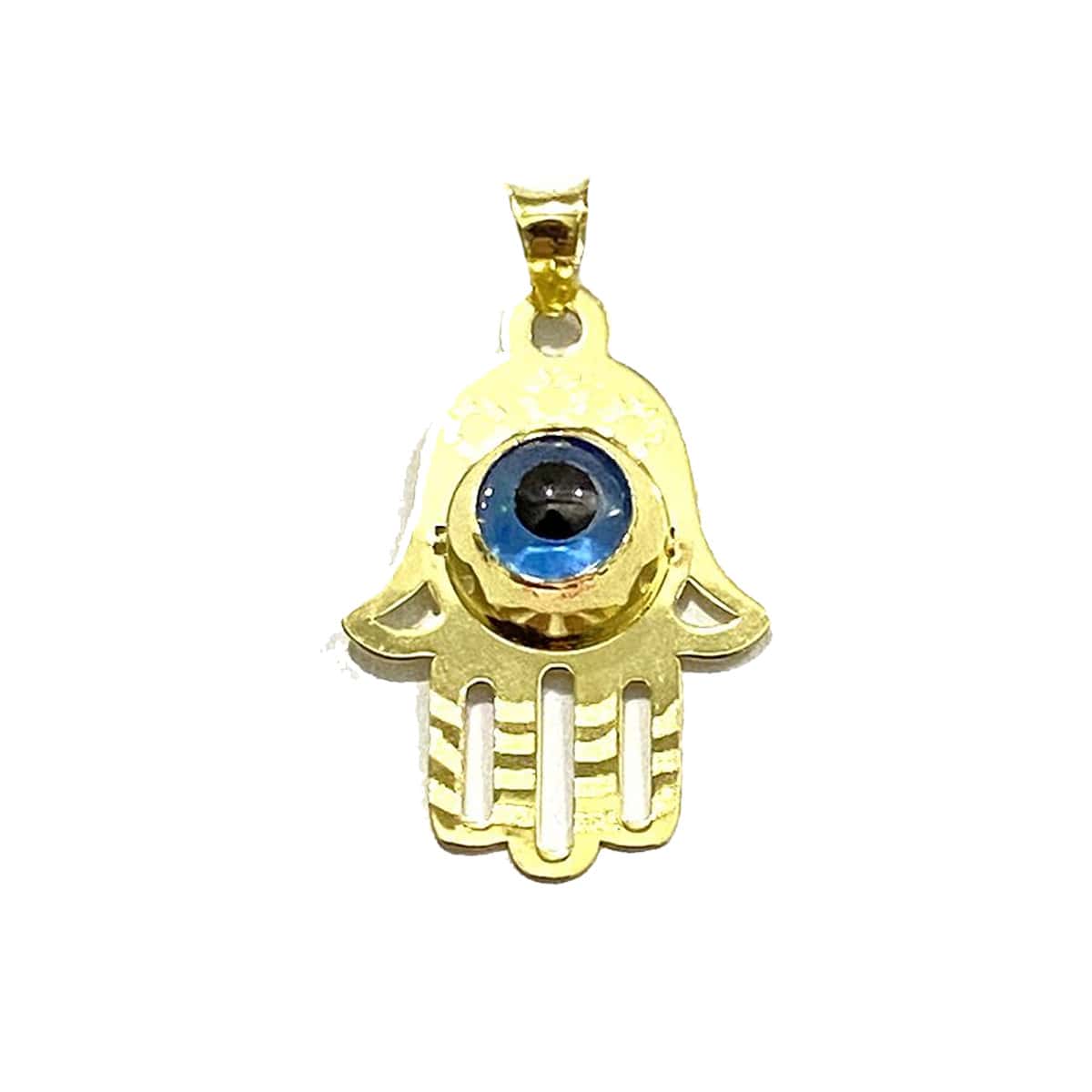 18K Pure Gold Hand w/ Eye Design Necklace