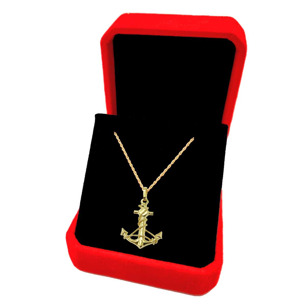 18K Pure Gold Anchor Design Necklace