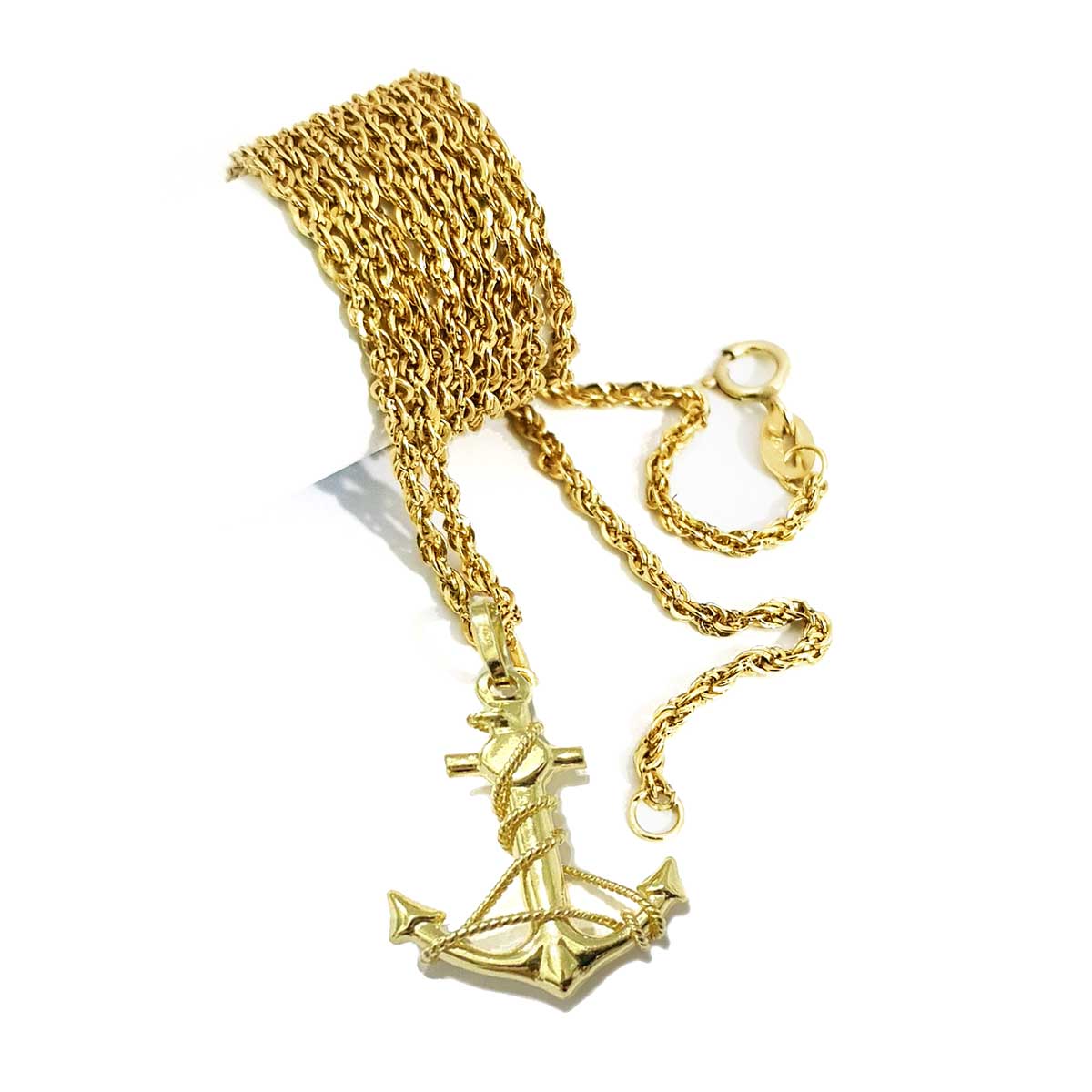 18K Pure Gold Anchor Design Necklace