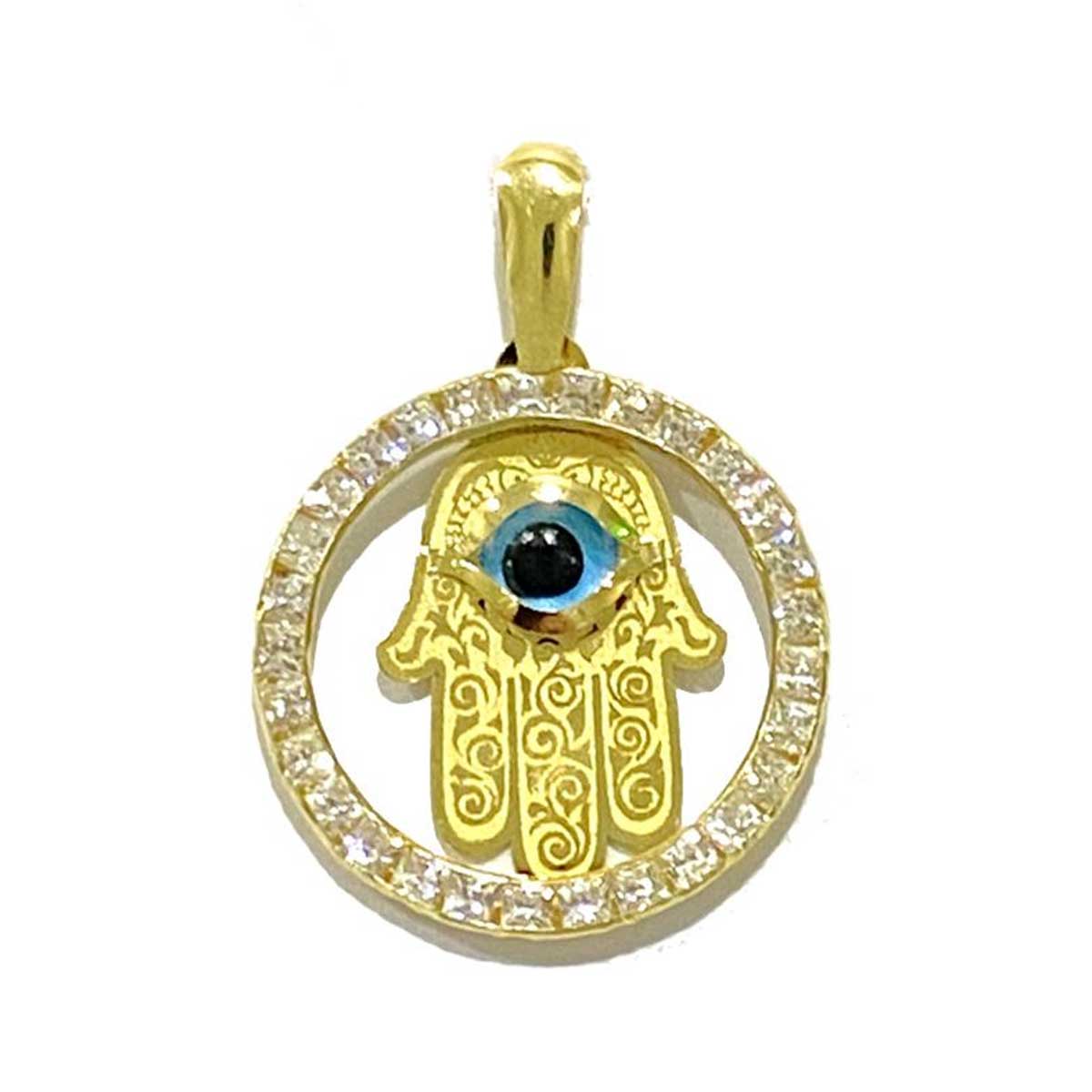 18K Pure Gold Elegant Hand Design with Zircon Stone Necklace