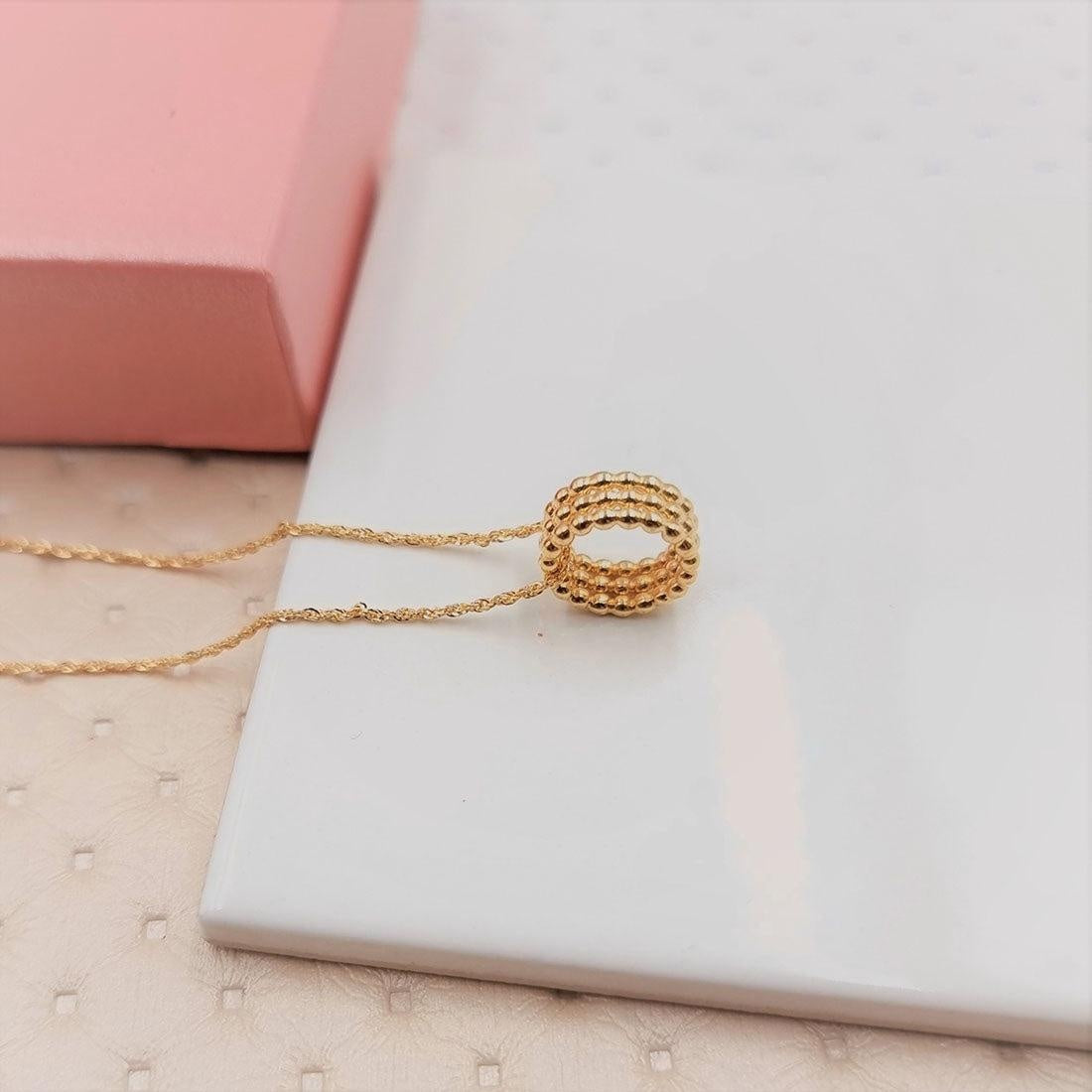 18K Pure Gold Elegant Ring Design Necklace