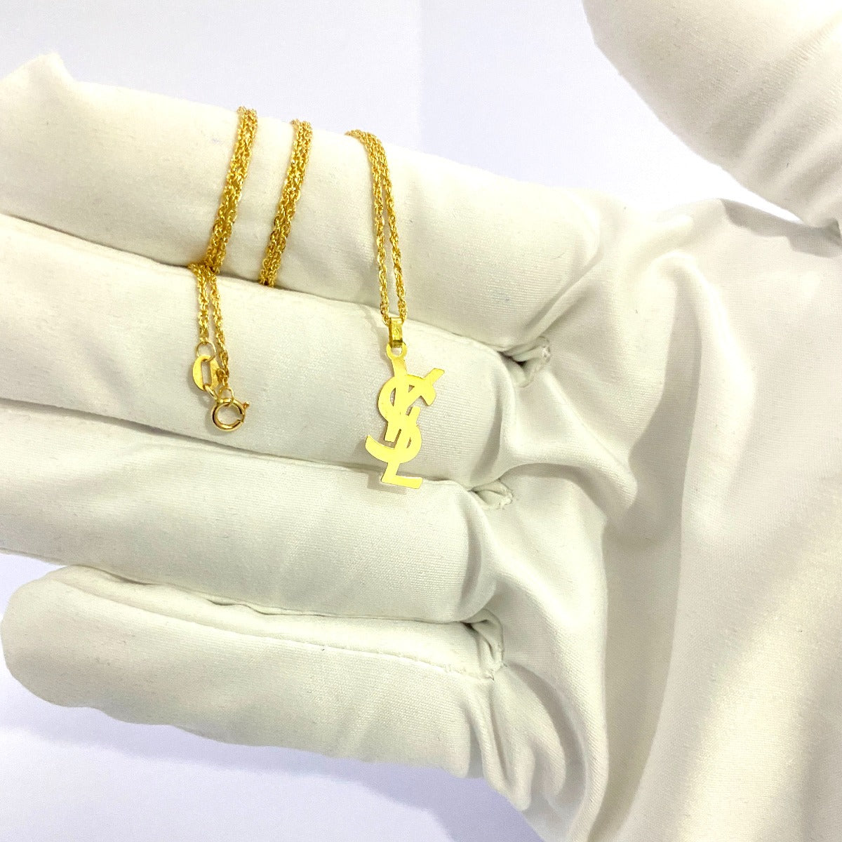 18K Pure Gold YSL Design Pendant Necklace