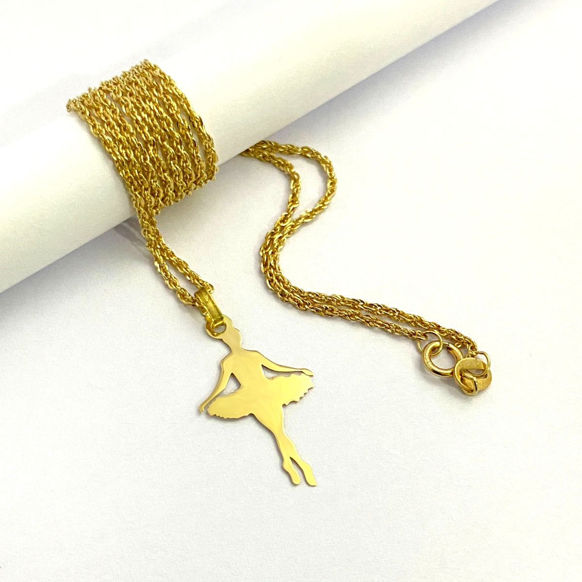 18k Pure Gold Ballerina Design Pendant Necklace