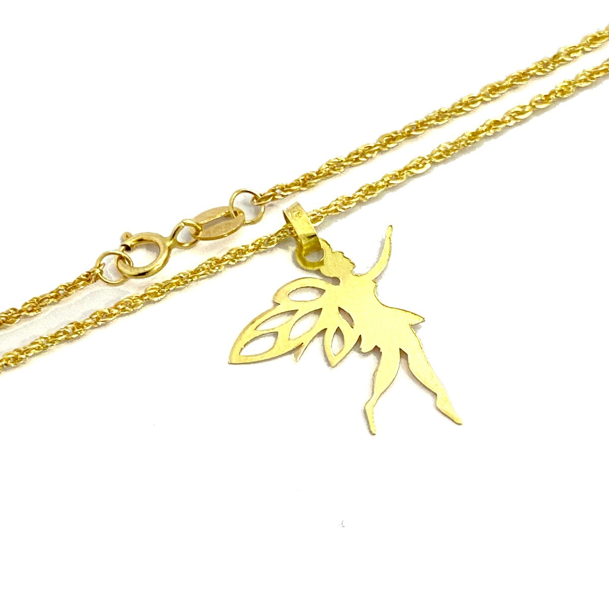18K Pure Gold Fairy Design Pendant Necklace