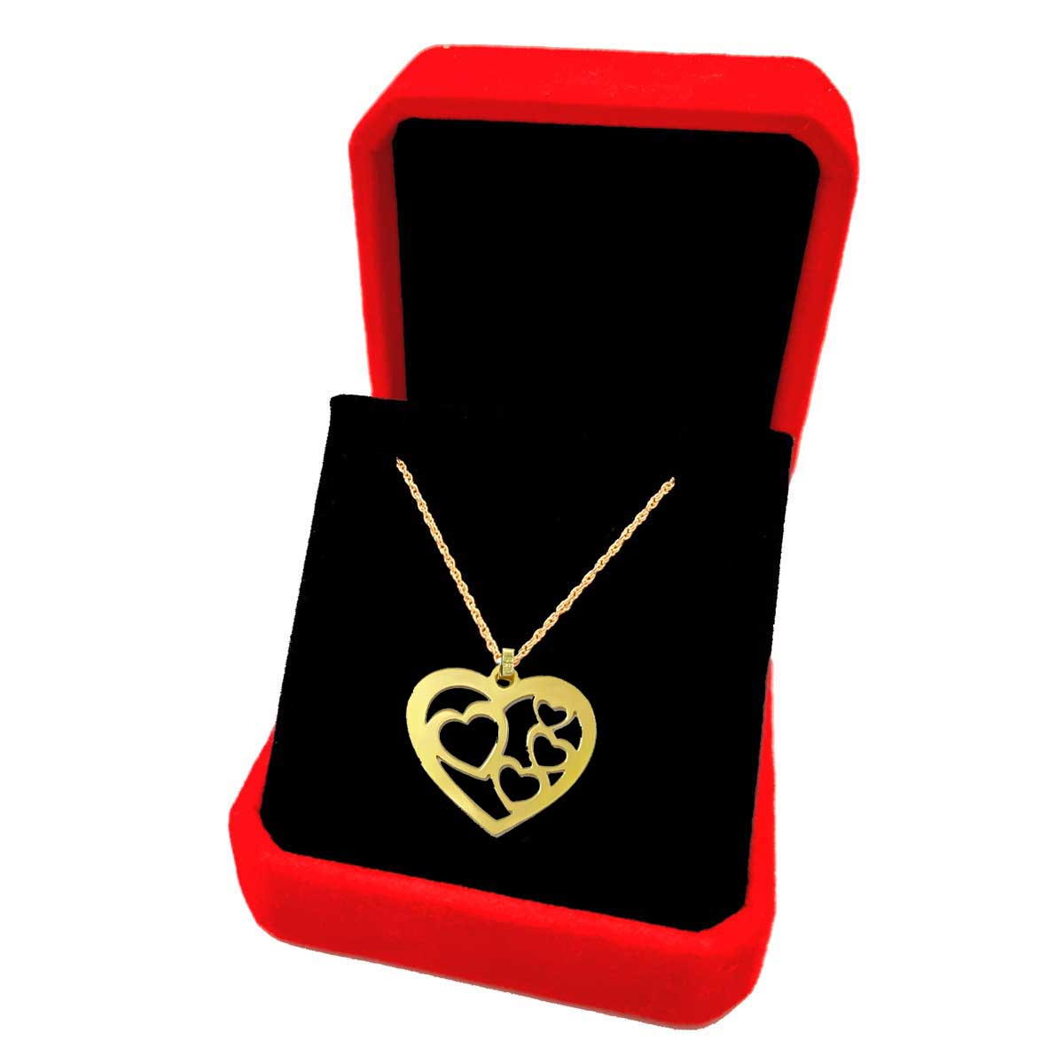 18K Pure Gold Heart Design Pendant Necklace