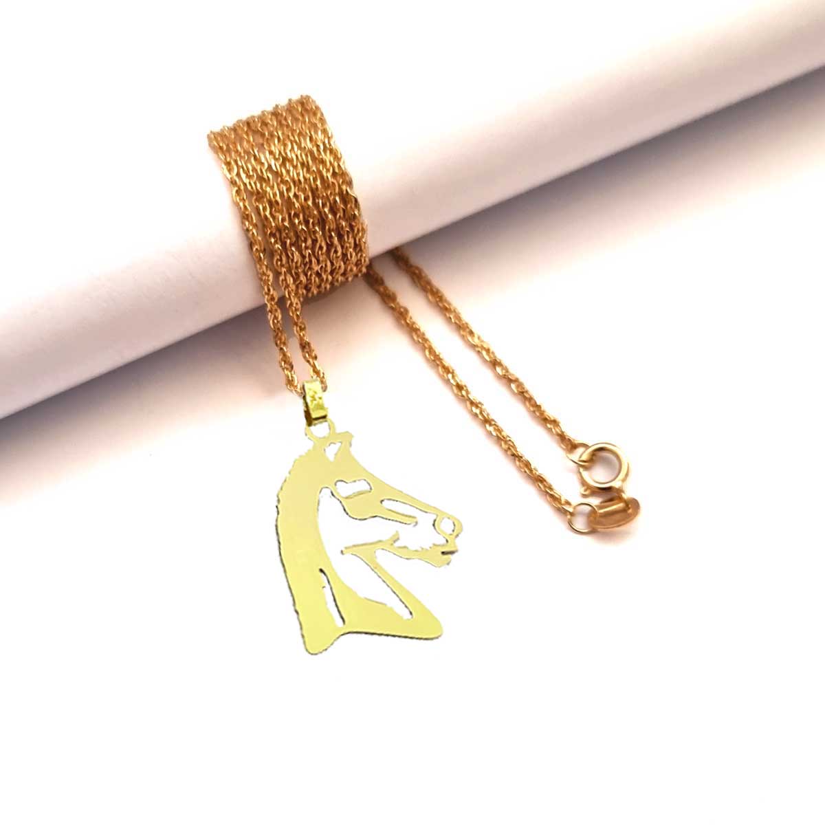 18K Pure Gold Horse Design Pendant Necklace