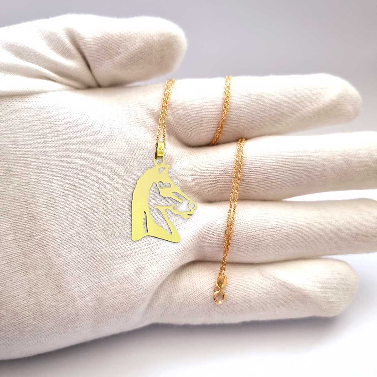 18K Pure Gold Horse Design Pendant Necklace