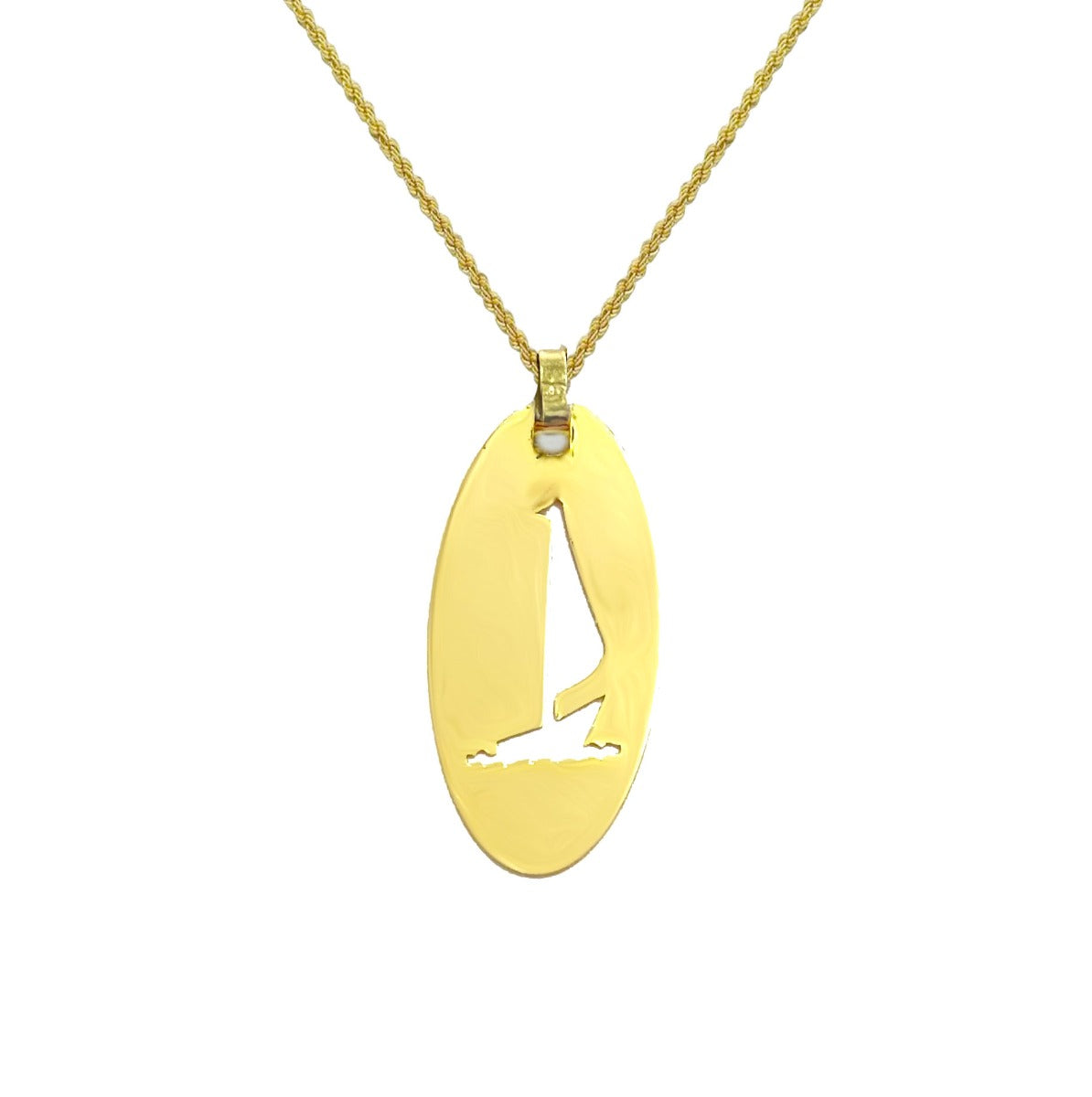 18K Pure Gold Boat Design Pendant Necklace