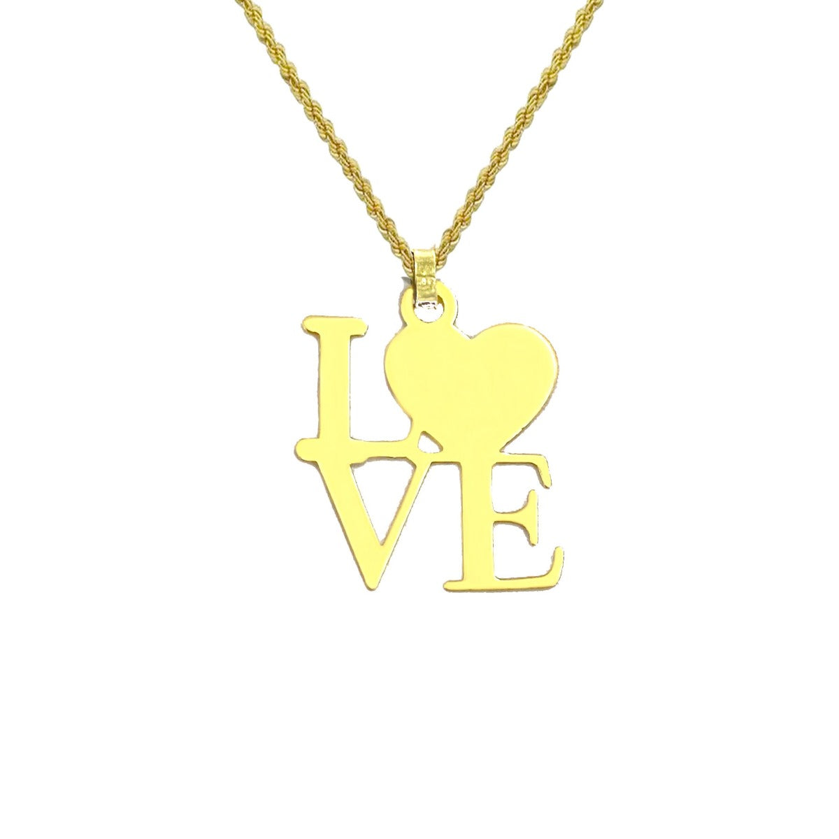 18K Pure Gold Love Heart Design Pendant Necklace