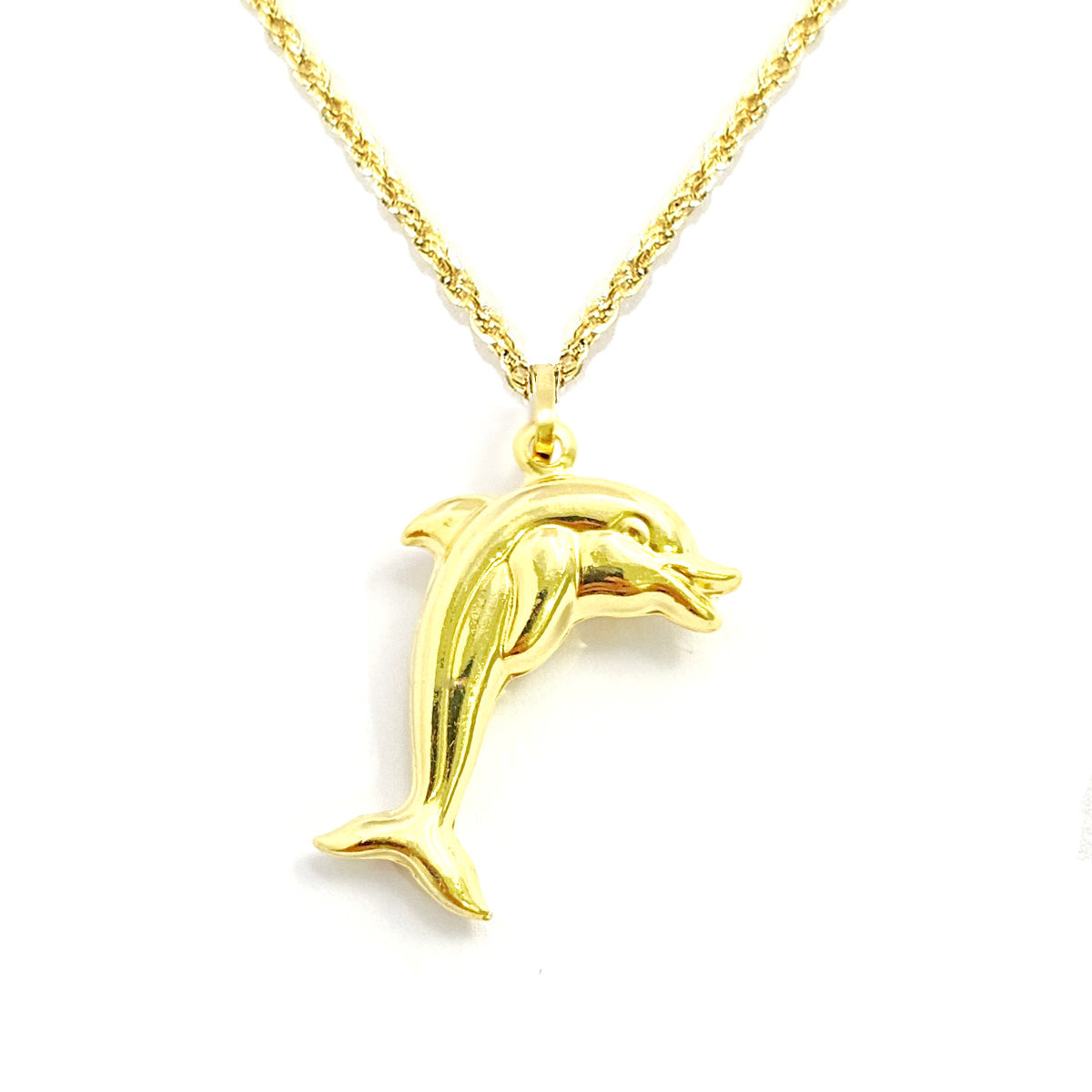 18K Pure Gold Dolphin Necklace