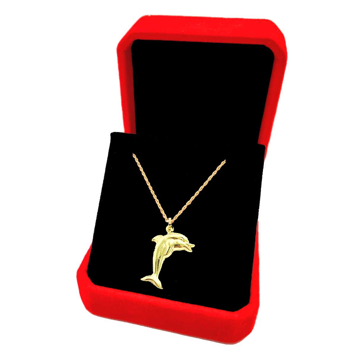 18K Pure Gold Dolphin Necklace