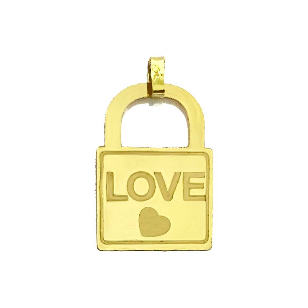 18K Pure Gold Love Heart Lock Design Pendant Necklace