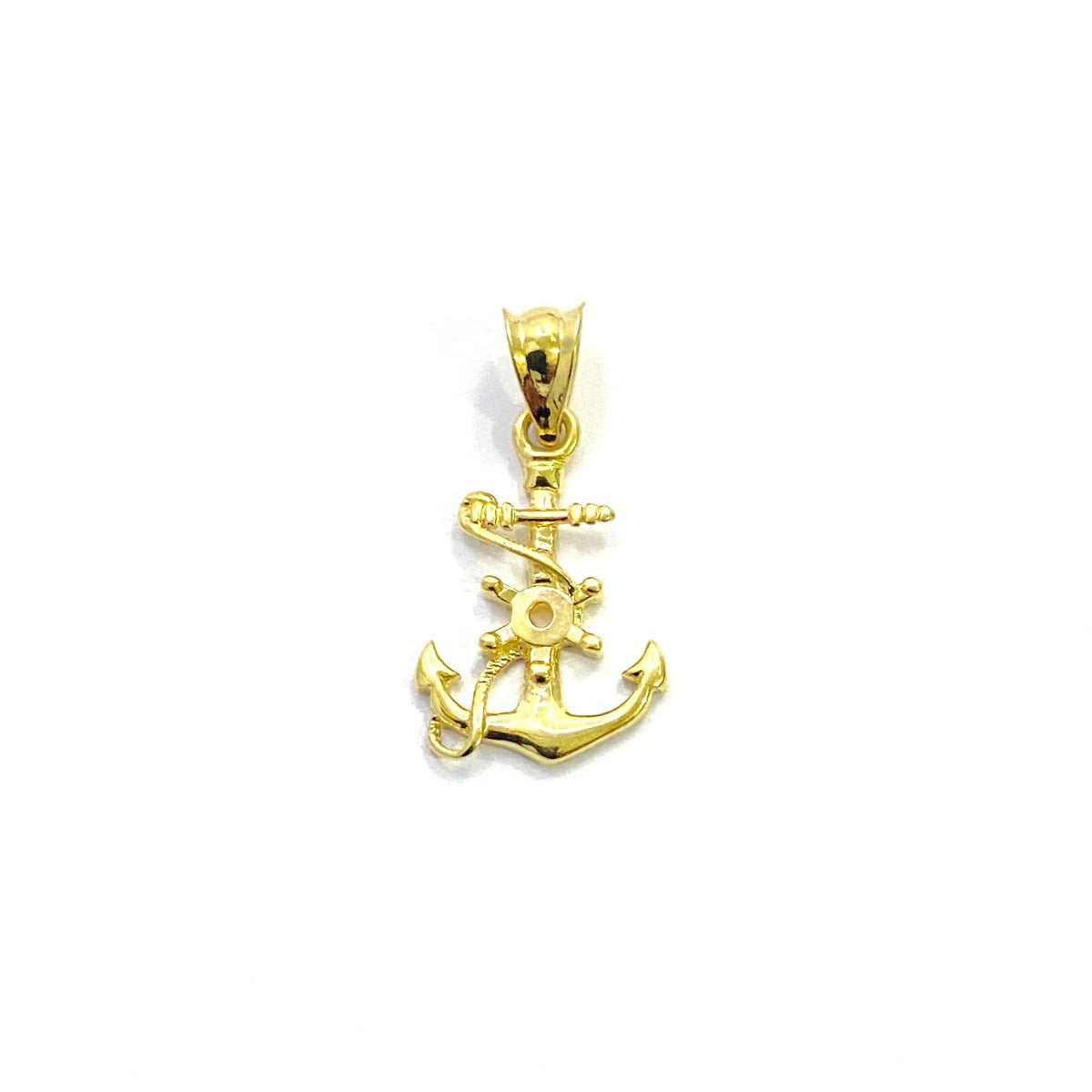 18K Pure Gold Anchor Pendant Necklace