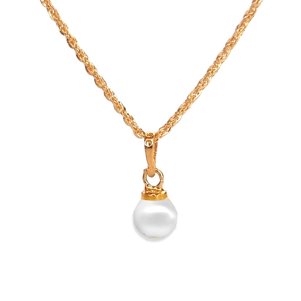 18K Pure Gold Pearl Pendant Necklace
