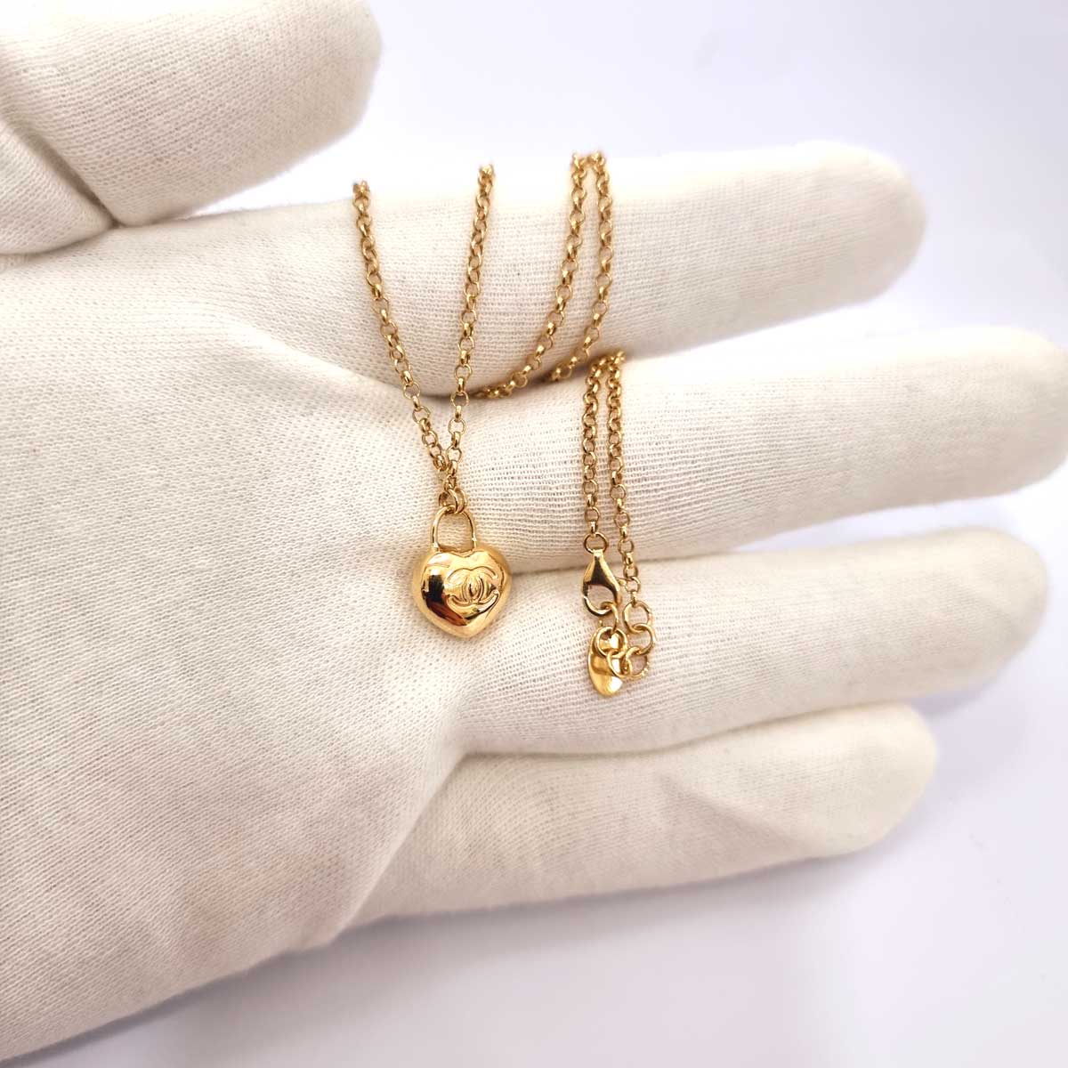 18K Pure Gold Heart Pendant Necklace