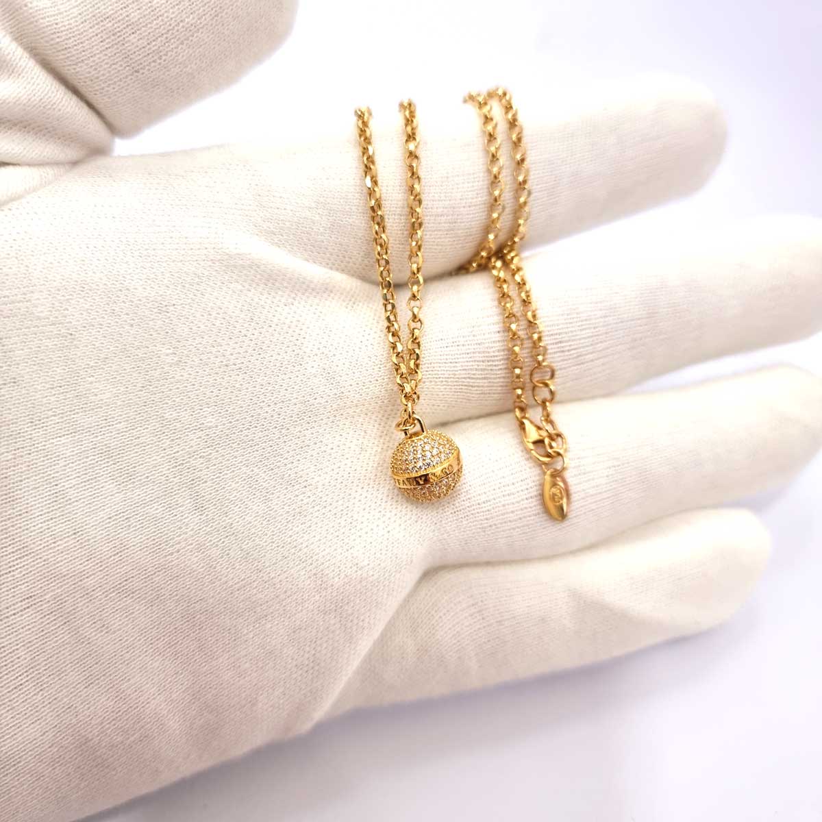 18K Pure Gold Elegant Ball Necklace