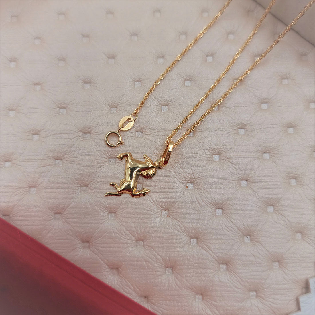 18K Pure Gold Horse Pendant Necklace