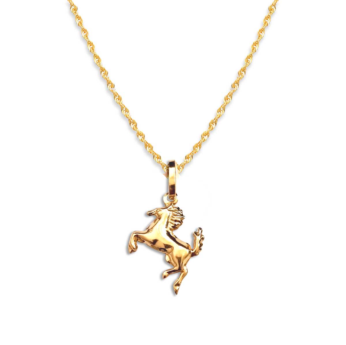 18K Pure Gold Horse Pendant Necklace