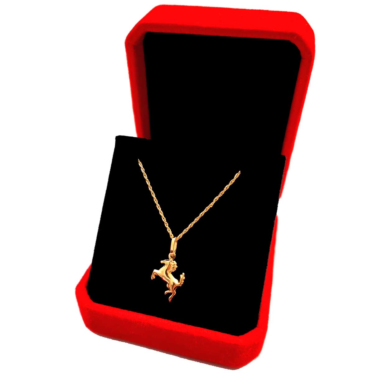 18K Pure Gold Horse Pendant Necklace