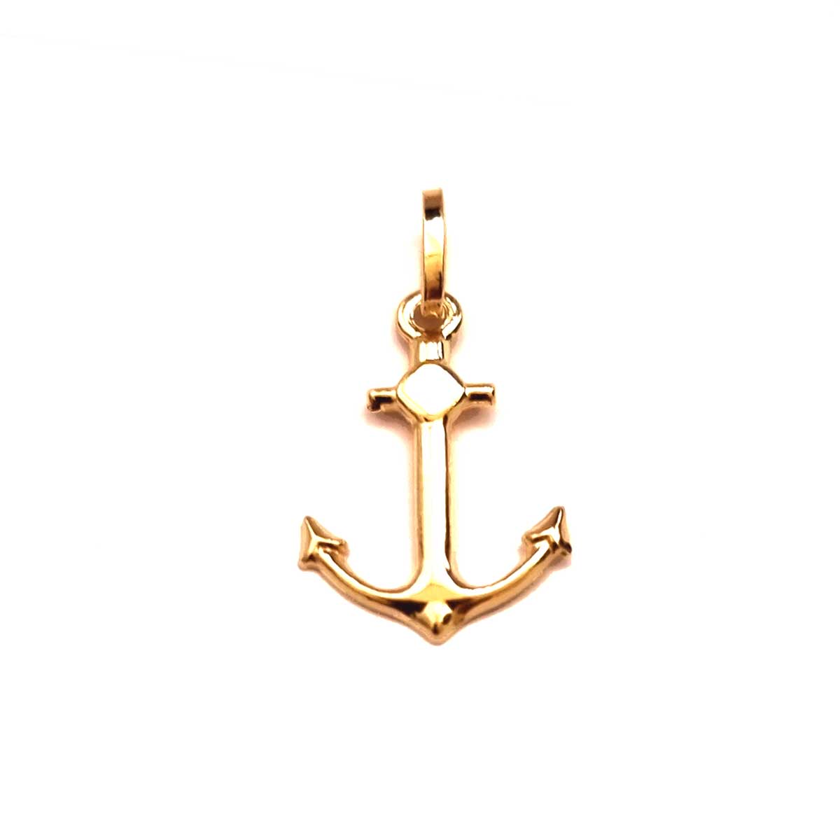 18K Pure Gold Anchor Pendant Necklace