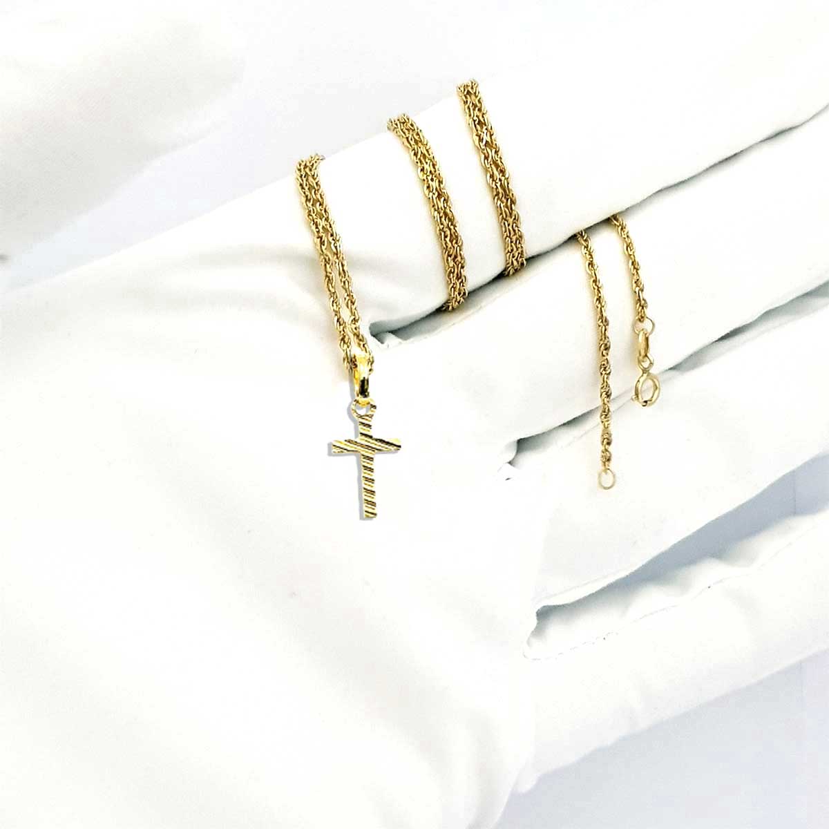 18K Pure Gold Elegant Cross Necklace