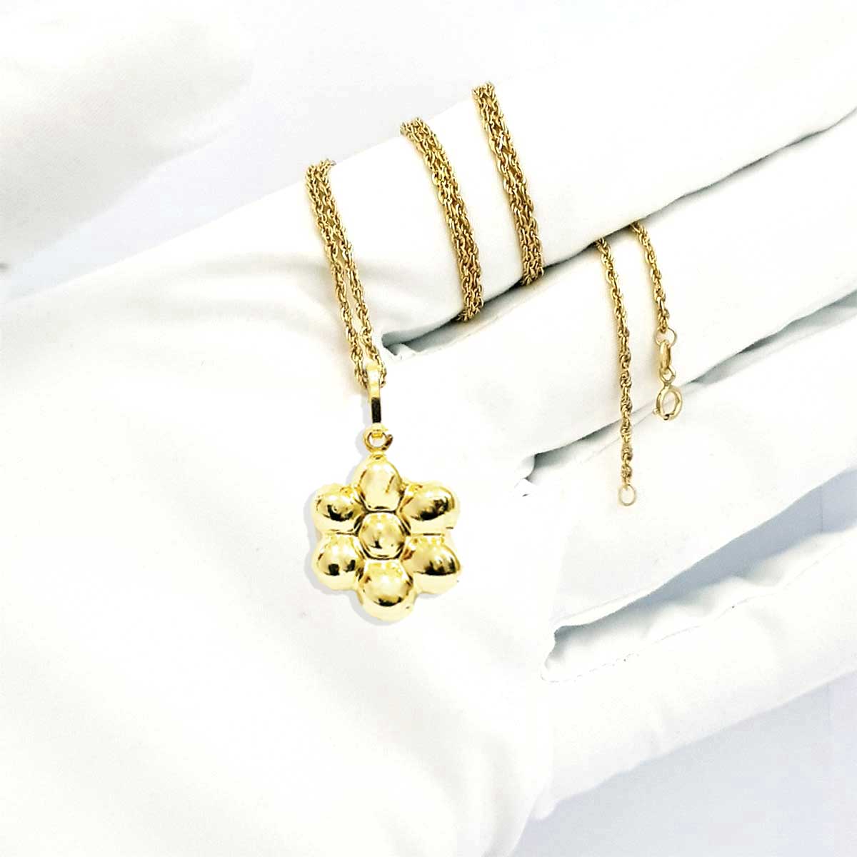 18K Pure Gold Flower Necklace