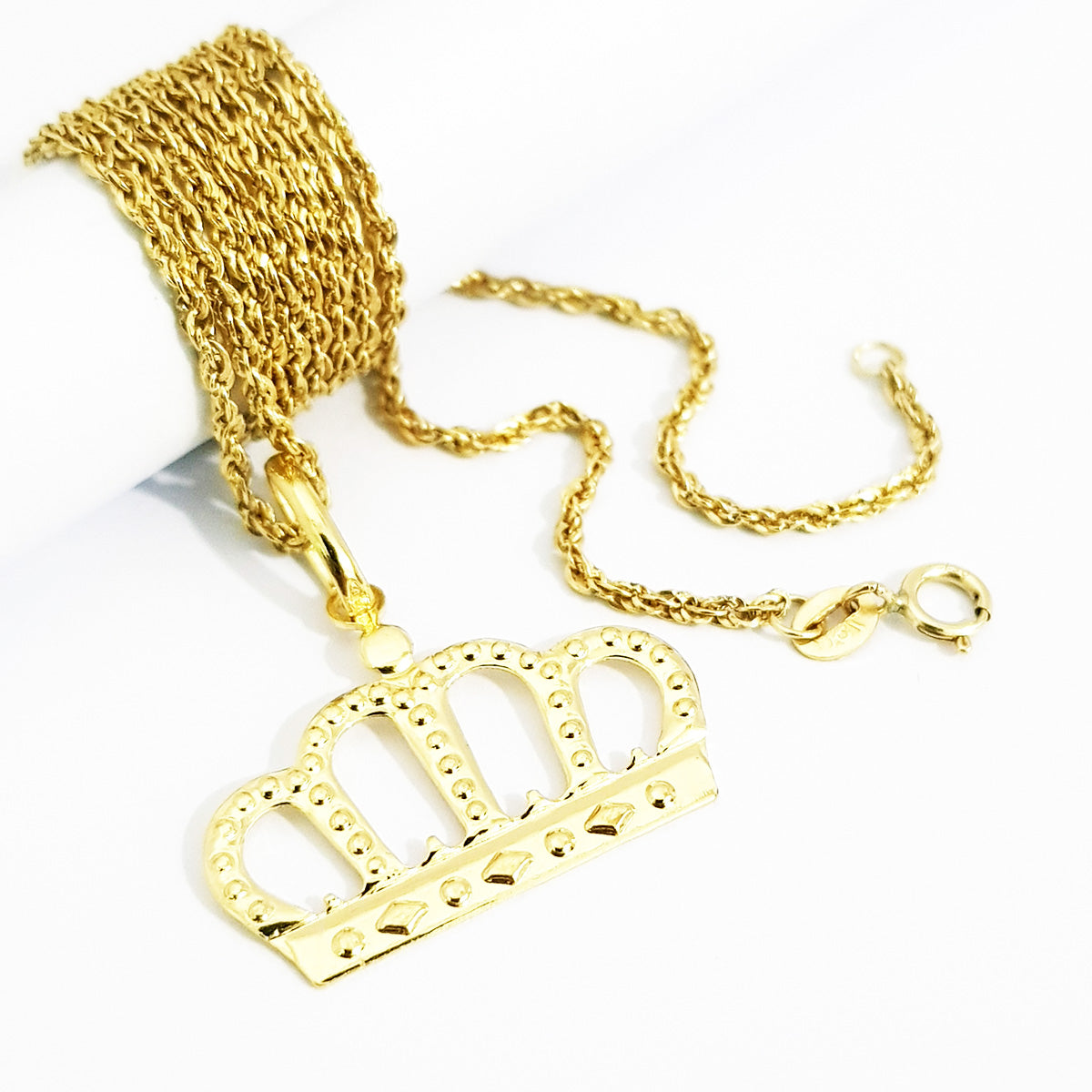 18K Pure Gold Crown Necklace