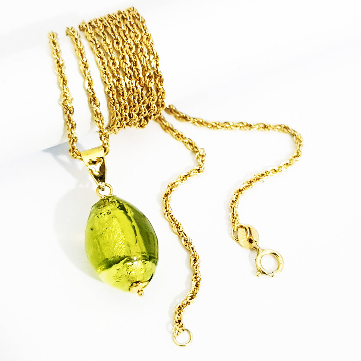18K Pure Gold Yellow Stone Necklace