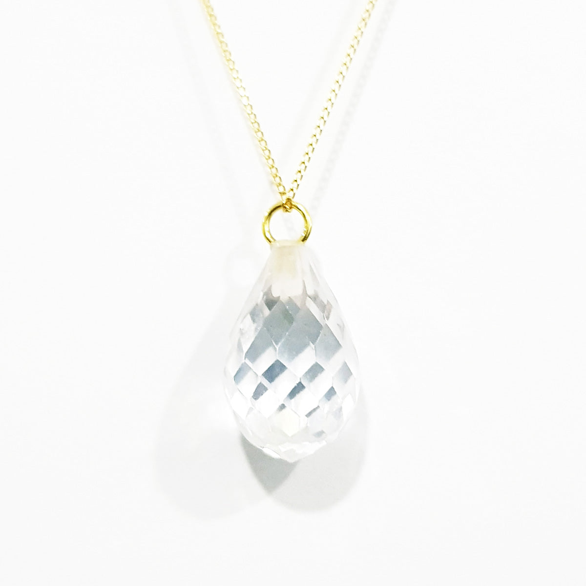 18K Pure Gold White Gem Necklace