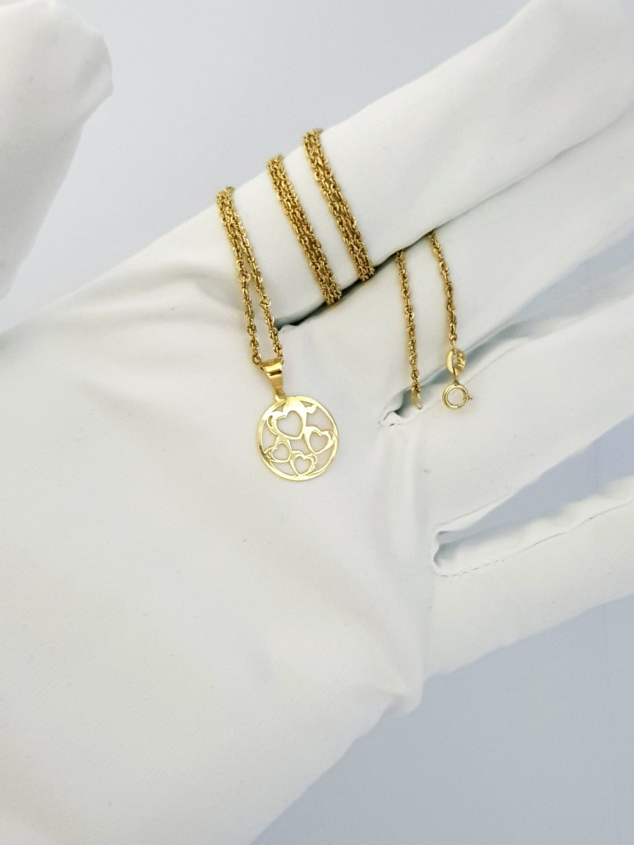 18K Pure Gold Heart Necklace