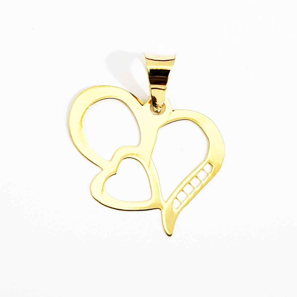 18K Pure Gold Double Heart Necklace