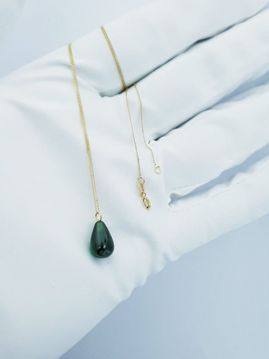 18K Pure Gold Stone Necklace