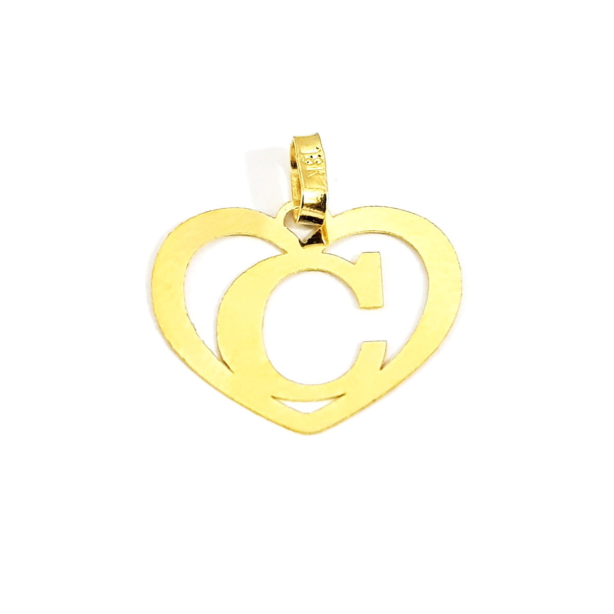 18K Pure Gold Heart Letter C Design Necklace