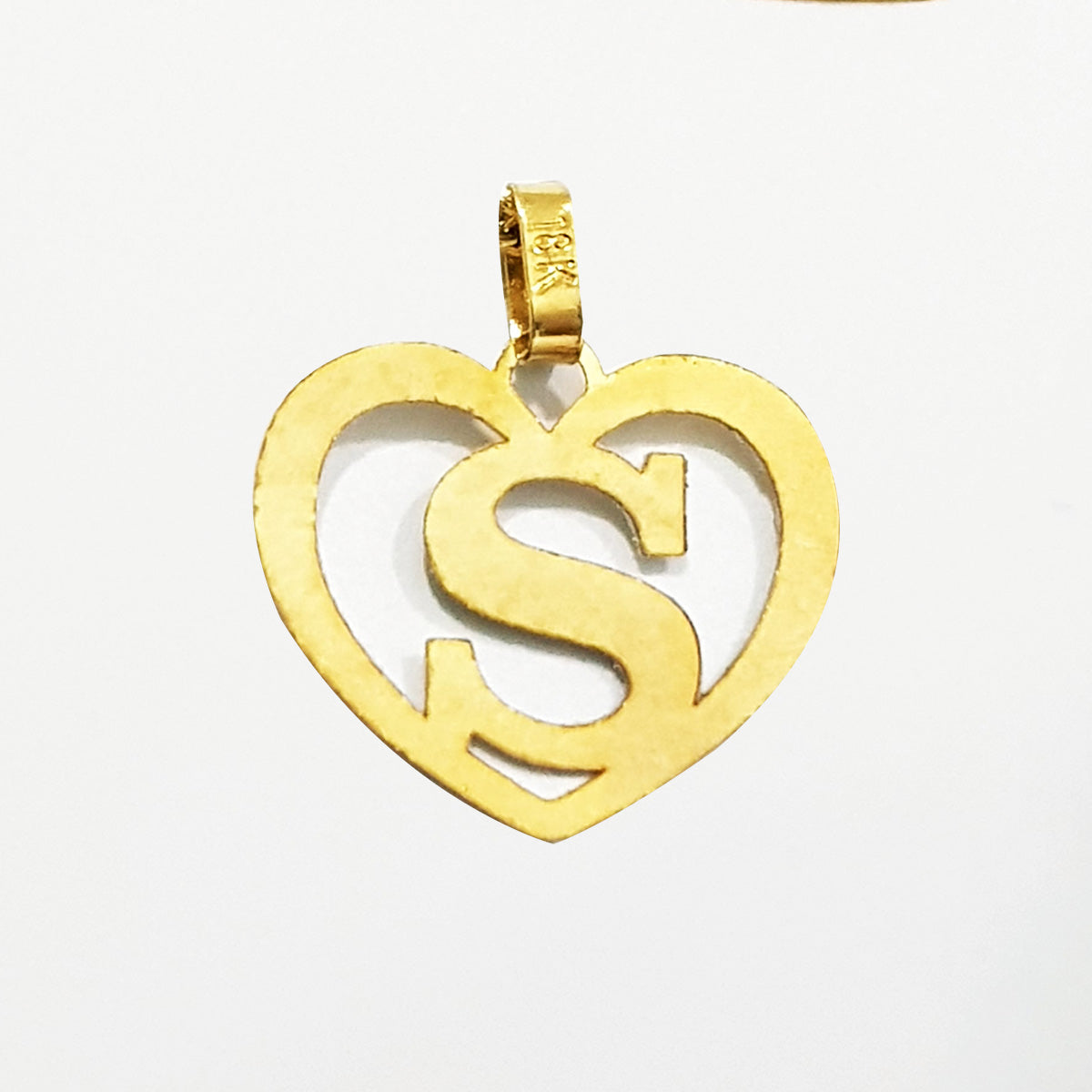 18K Pure Gold Heart Letter S Design Necklace