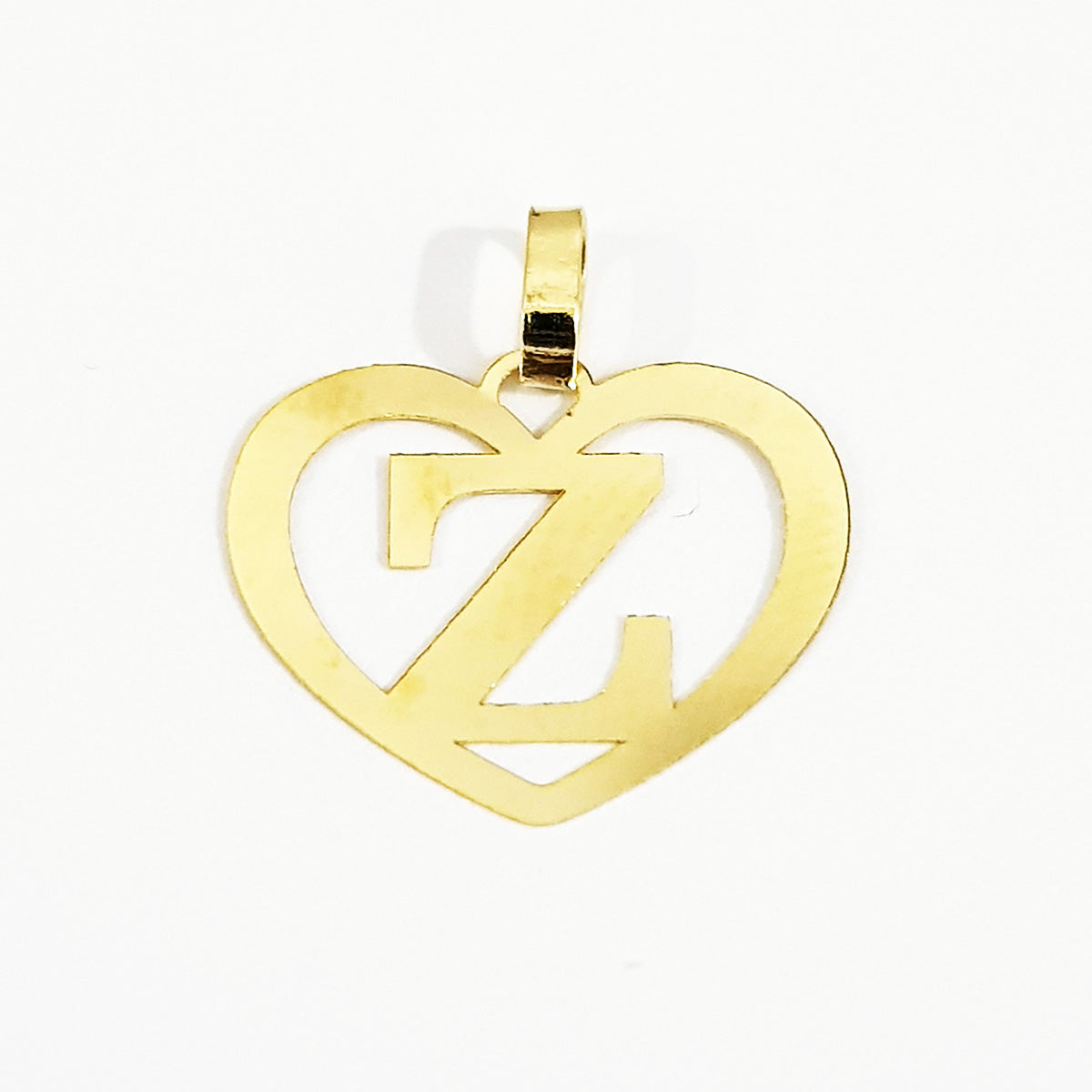 18K Pure Gold Heart Letter Z Design Necklace
