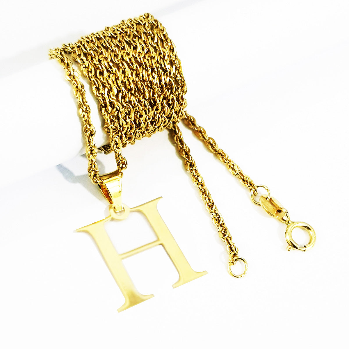 18K Pure Gold Letter H Design Necklace