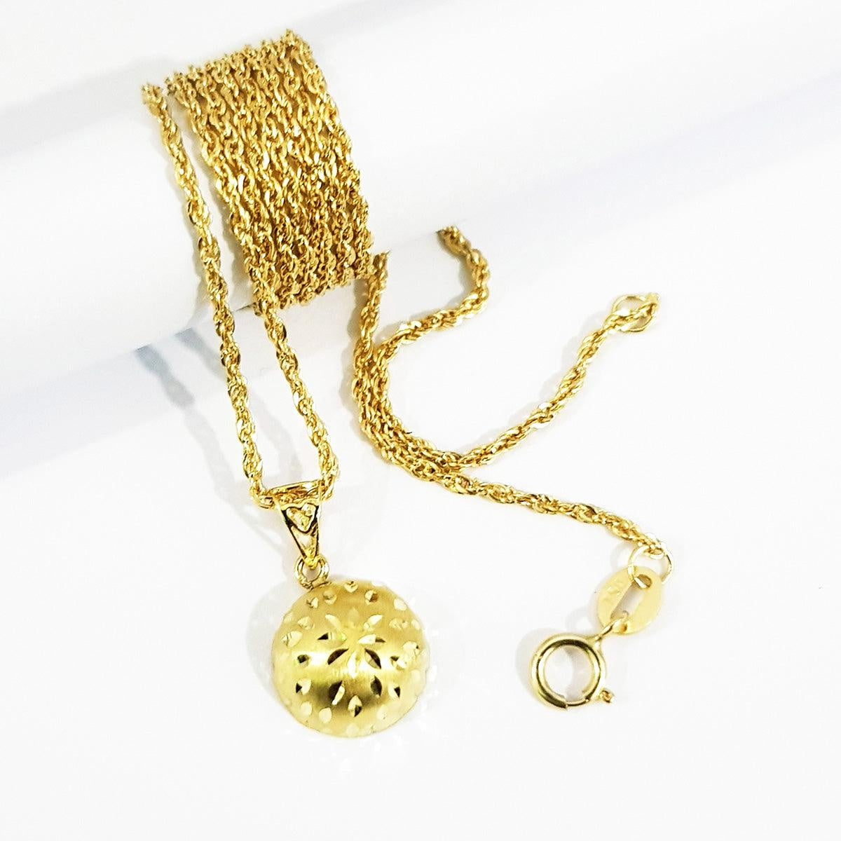 18K Pure Gold Round Necklace