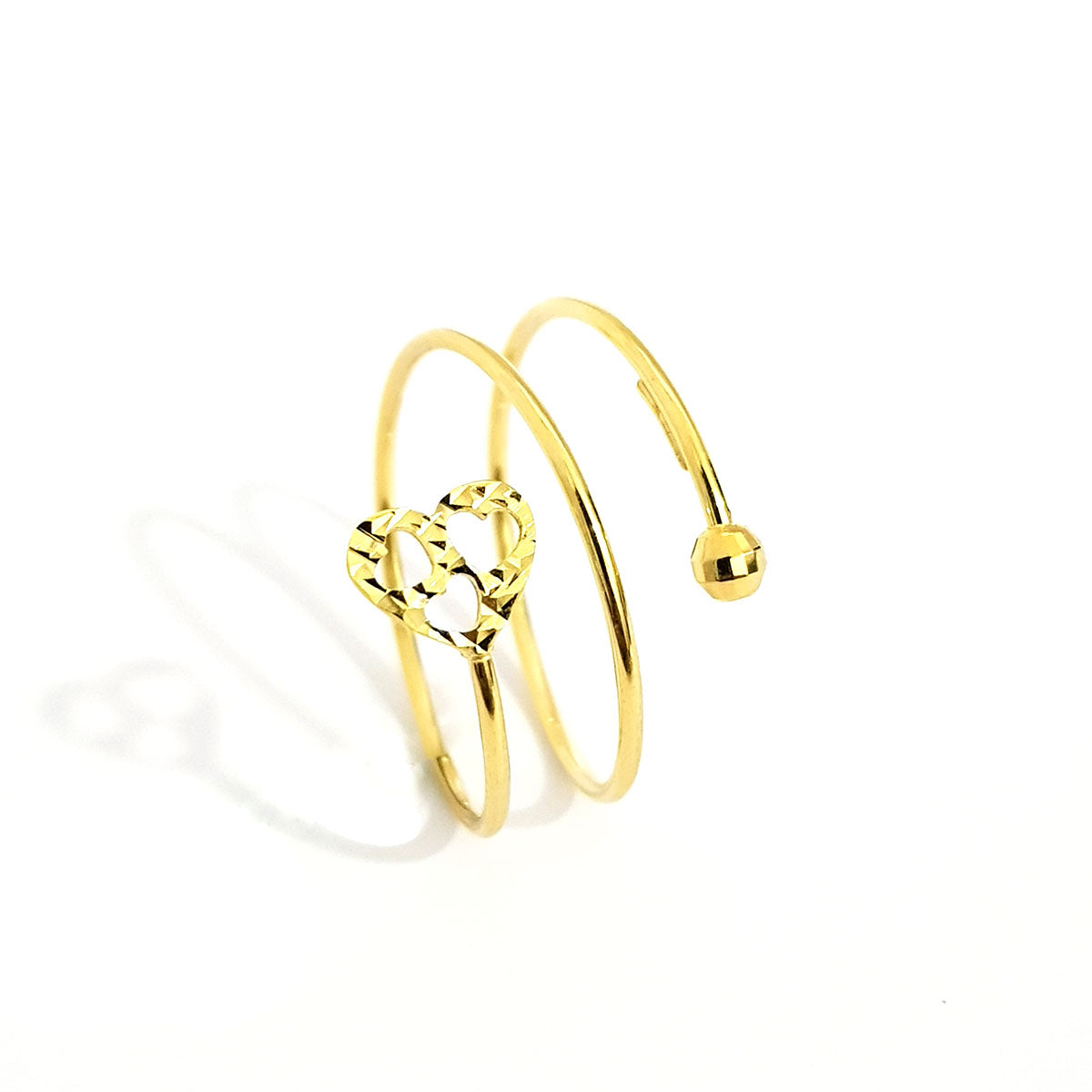 18K Pure Gold Heart Spring Ring