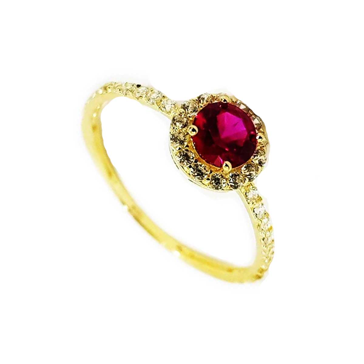 18K Pure Gold Gem Stone Ring